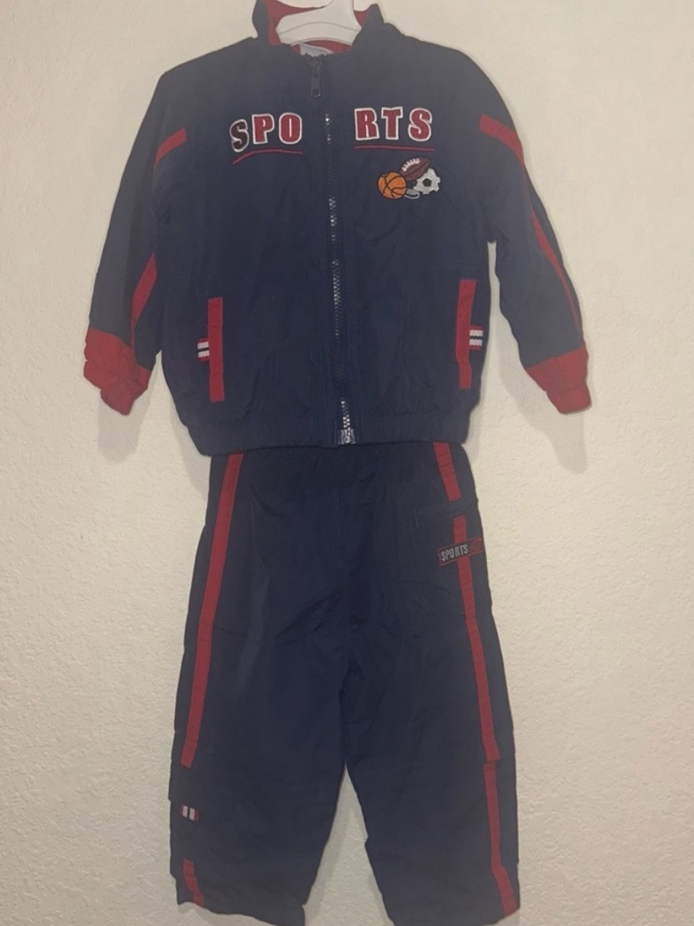 Vintage/Y2K  2nd Step Navy and Red Embroidered Sports Track Suit 24 Months